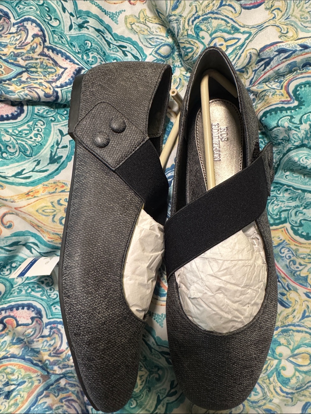 Ros Hommerson Charcoal Gray Slip-On Elastic Strap Flats - Picture 2 of 3